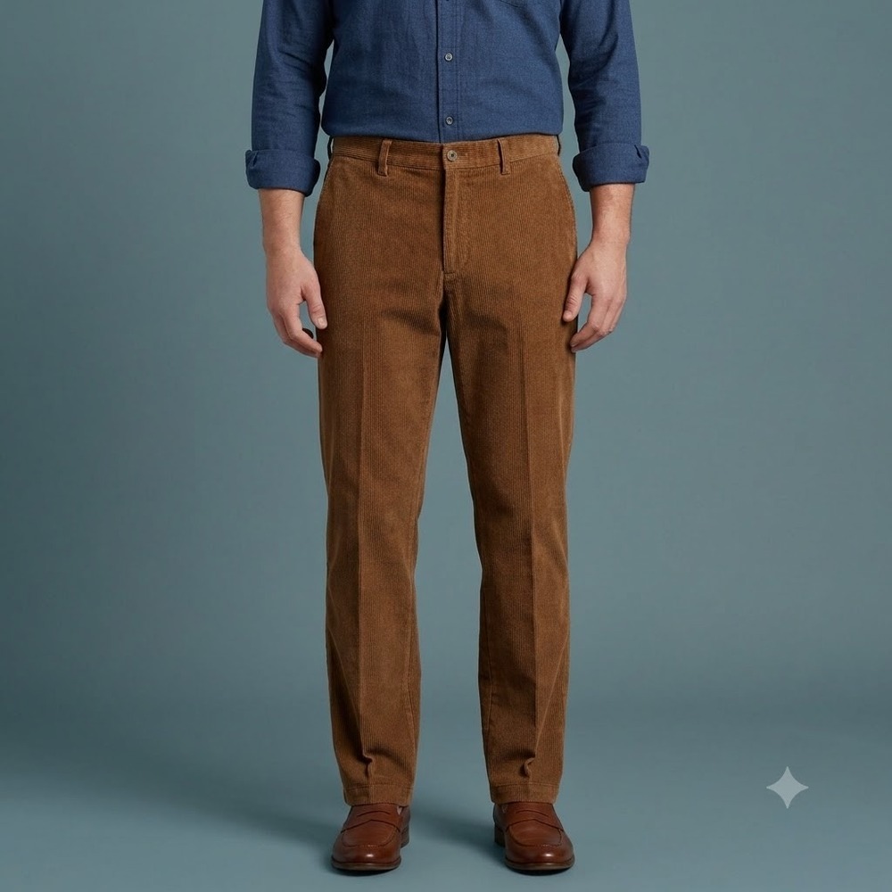 Haggar Work to Weekend Corduroy Pants Mens 34x32 Brown Classic Fit New NWT